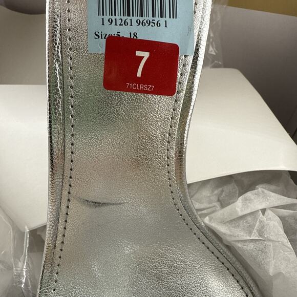 Michael Kors Paris Women's Size 7 M Silver Sequin Heels Ankle Strap Sandal NWB - Picture 9 of 12